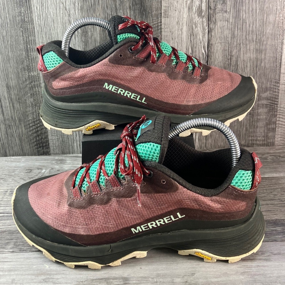Merrell Moab Speed Womens 9 Burgundy Black Teal Hiking Shoes J066858 Vibram